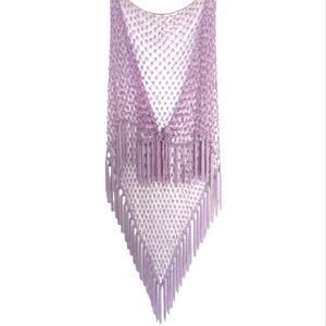 Sequin Crochet Scarf/Wrap with Tassels OS